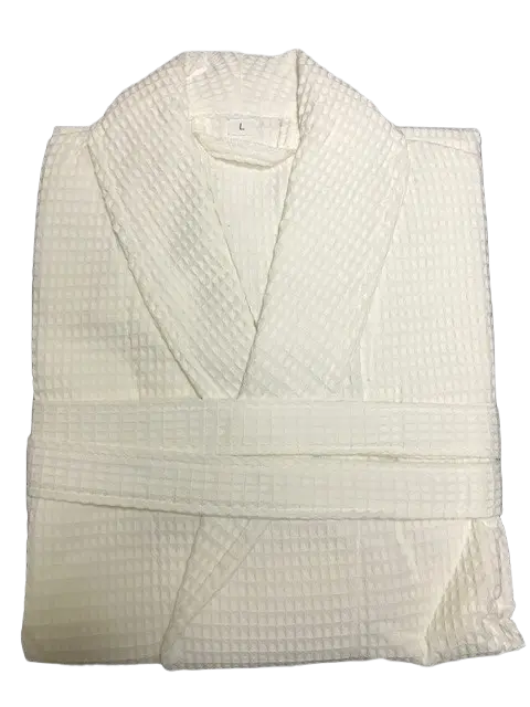 White waffle bathrobe