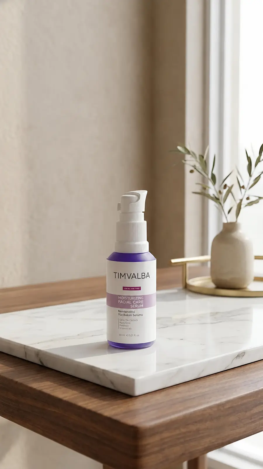 TIMVALBA private-label face serum presentation