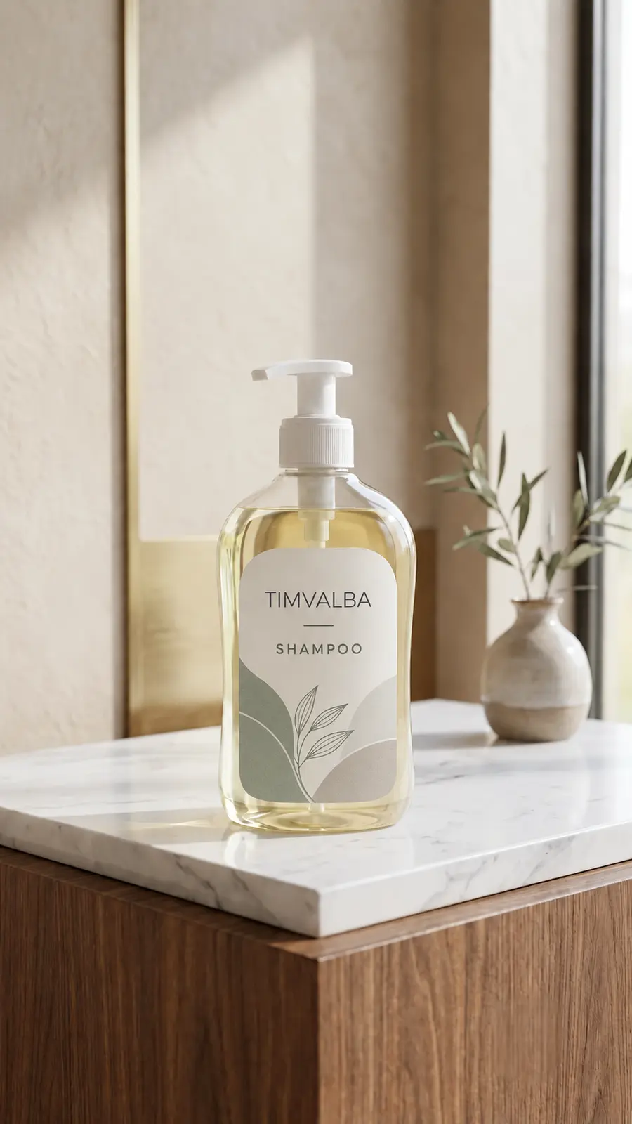 TIMVALBA private-label shampoo presentation